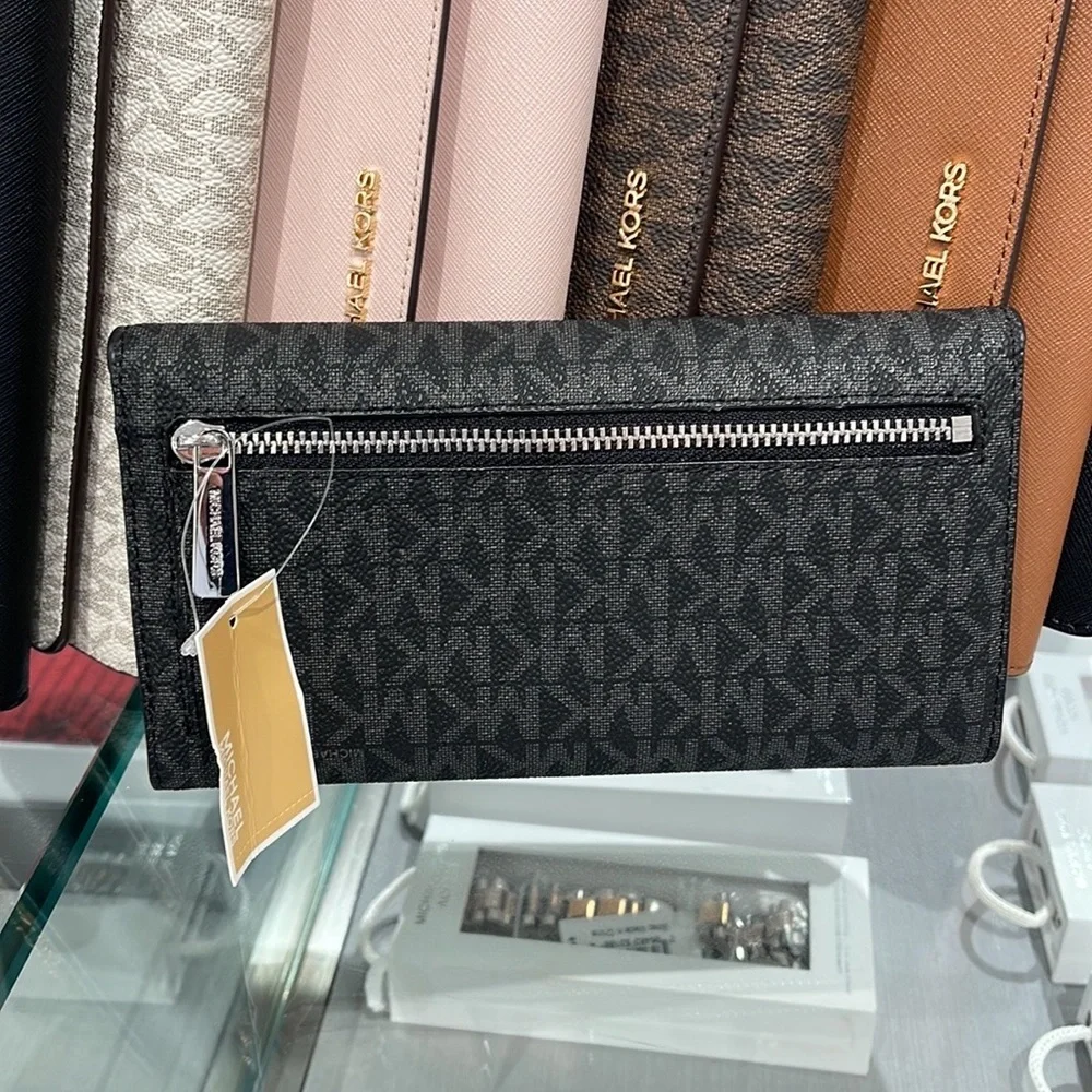 MICHAEL KORS JET SET TRV LARGE TRIFOLD BLACK